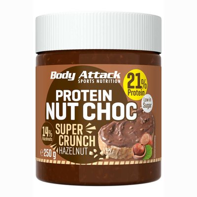 Body Attack Protein Nut Choc 250g Hazelnut Super Crunch