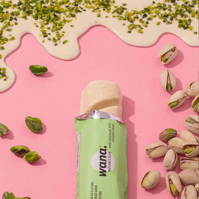 Wana Protein-Riegel Waffand Cream | 43g Weisse Schokolade mit Pistazien-Creme-Füllung